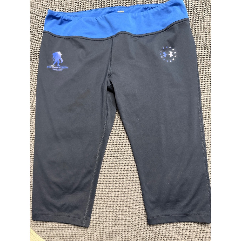 Under Armour Wounded Warrior Project HeatGear Capri Leggings Black Blue XL